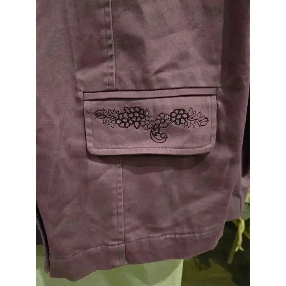 Denim & Co Women's L Purple Embroidered Spring Jacket Mid-Length - Picture 9 of 13